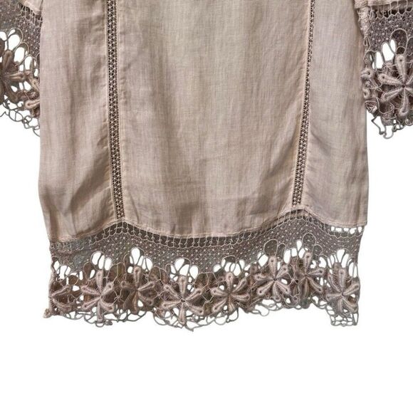 120% Lino Womens 100% Linen Beige Lace Dress Size 38 US XXS ( Fit XS) - Picture 4 of 14